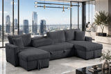 July Charcoal Double Storage Chaise Sectional With Pull-Out Bed from Happy Homes - Luna Furniture