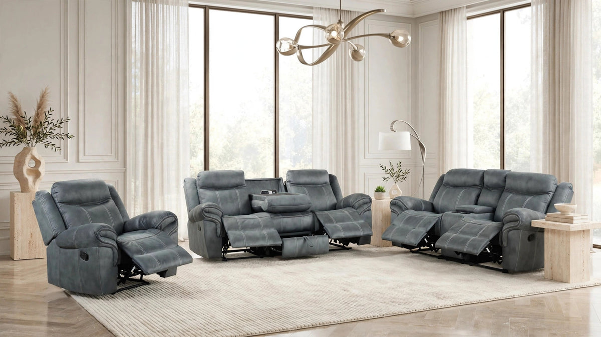 Andres Gray 3-Piece Reclining Living Room Set from Happy Homes - Luna Furniture