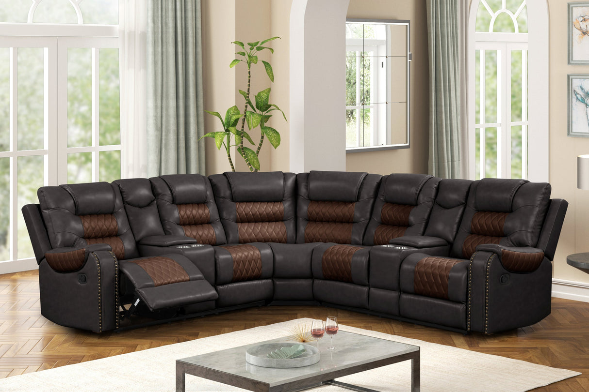 Jordon Two-Tone Brown Reclining Sectional