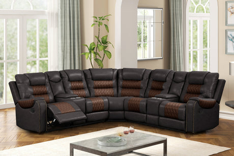 Jordon Two-Tone Brown Reclining Sectional from Happy Homes - Luna Furniture
