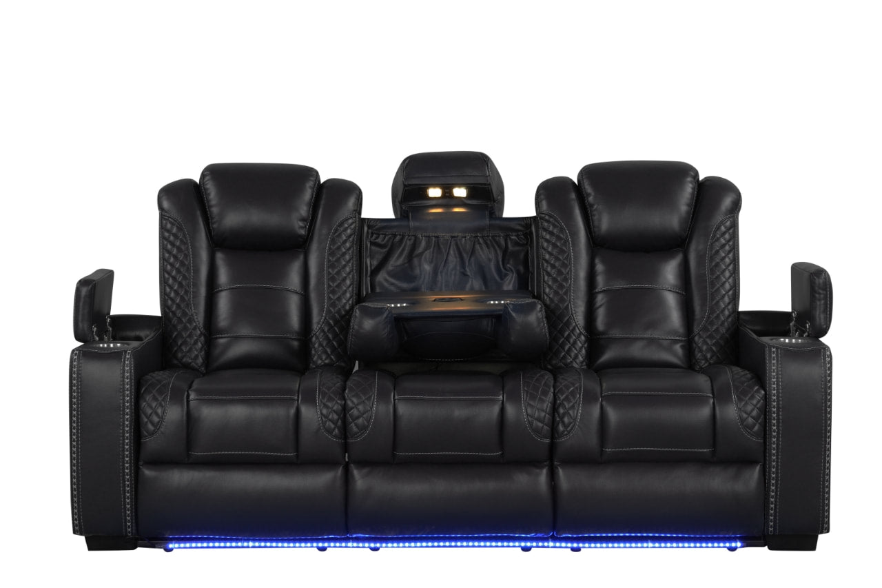 Happy Homes Stefano Black 3-Piece Reclining Living Room Set – Luna