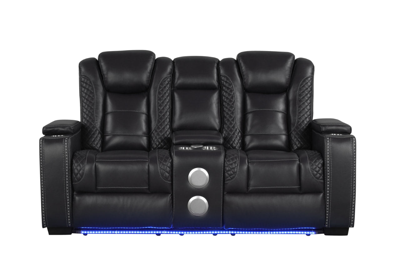 Happy Homes Stefano Black 3-Piece Reclining Living Room Set – Luna