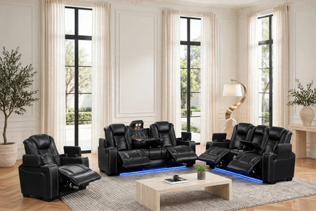 Stefano Black 3-Piece Reclining Living Room Set from Happy Homes - Luna Furniture