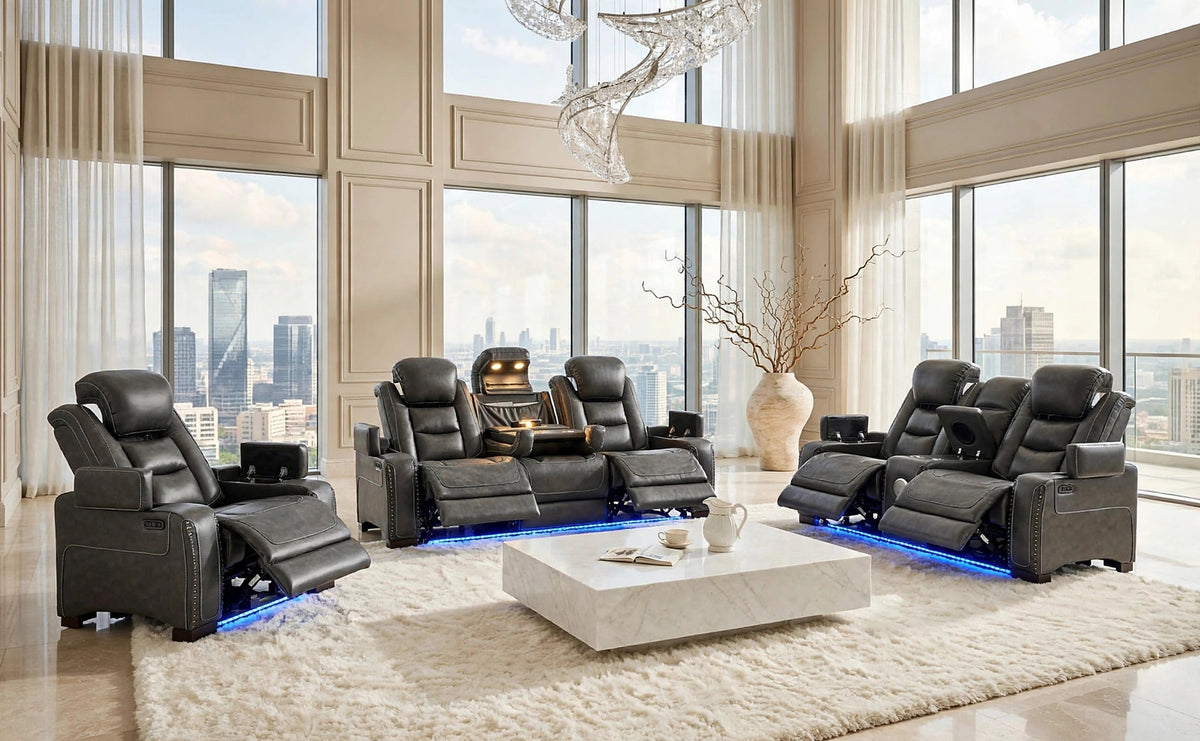 Tesla Gray 3-Piece Power Reclining Set from Happy Homes - Luna Furniture