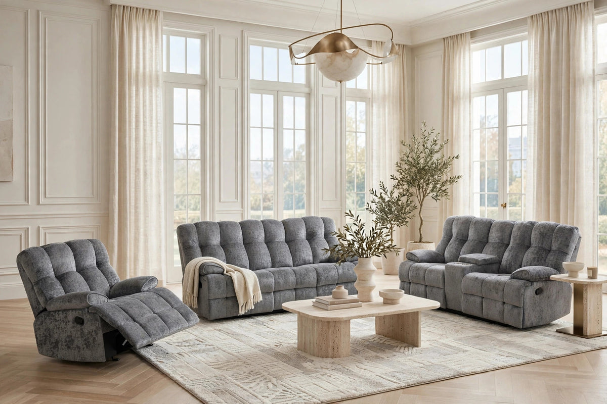 Martina Charcoal 3-Piece Reclining Set from Happy Homes - Luna Furniture