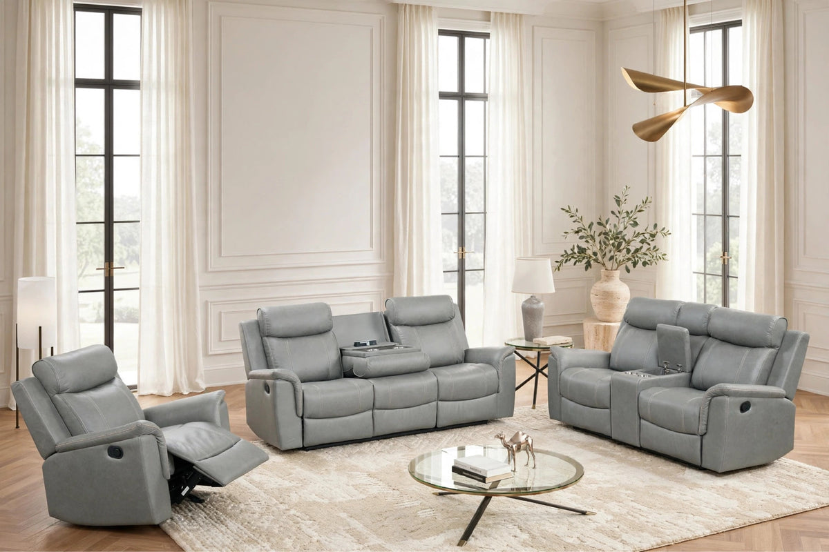 Sofia Gray 3-Piece Reclining Set from Happy Homes - Luna Furniture