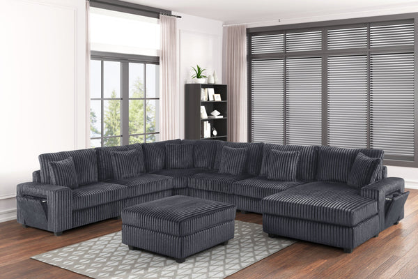 Bazooka Charcoal 7-Piece Modular Sectional with Ottoman