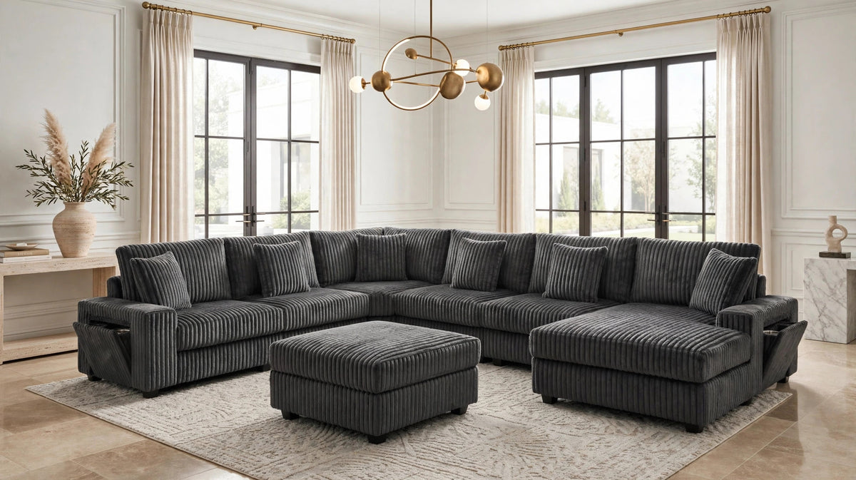 Bazooka Charcoal 7-Piece Modular Sectional with Ottoman from Happy Homes - Luna Furniture