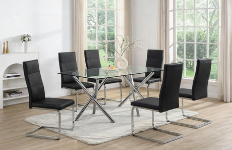 Chełmno Black Glass Top 7-Piece Dining Set from Happy Homes - Luna Furniture