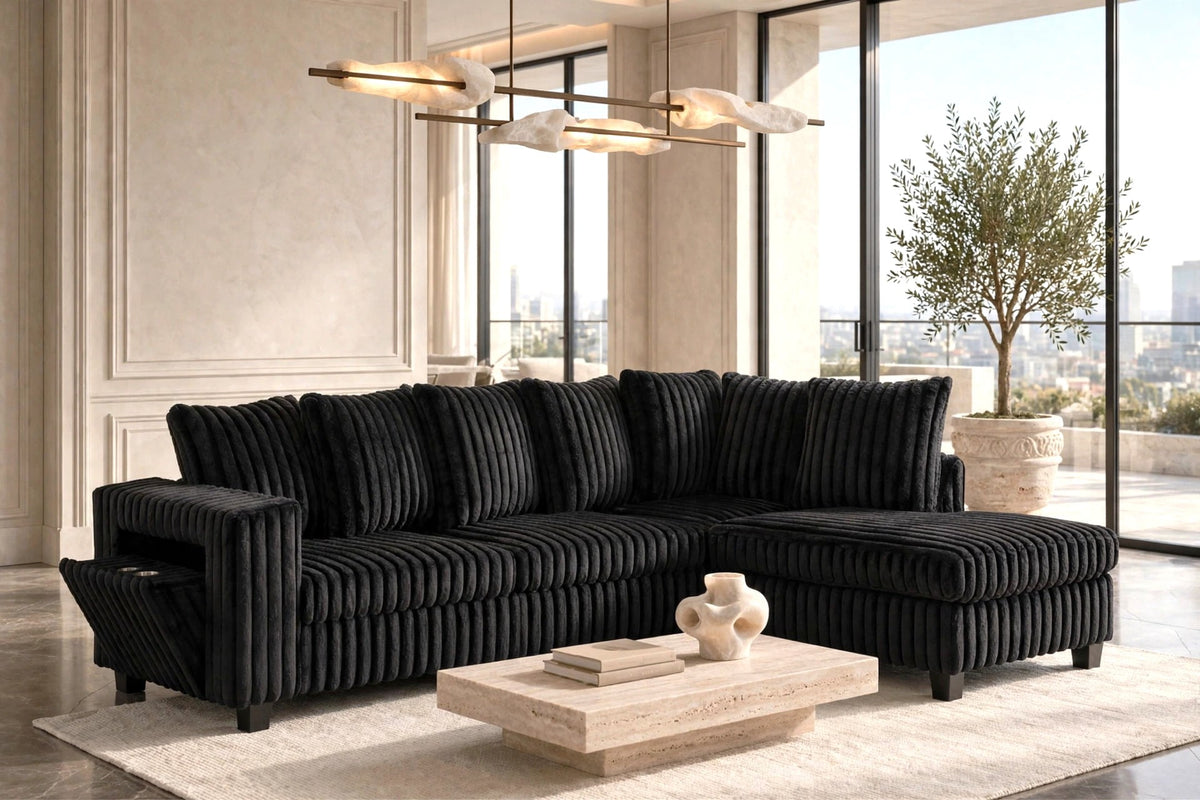 Madan Black Reversible Sectional from Happy Homes - Luna Furniture