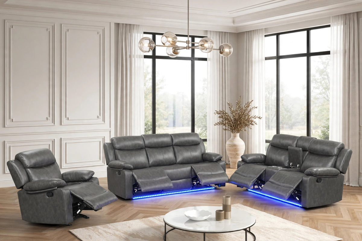 Aiden Gray 3-Piece Reclining Set from Happy Homes - Luna Furniture