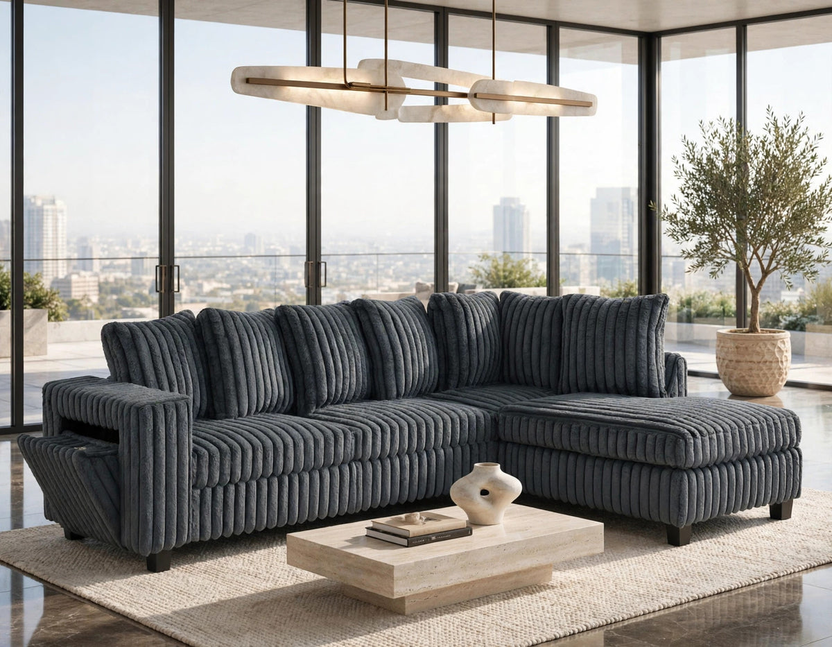 Madan Charcoal Reversible Sectional from Happy Homes - Luna Furniture