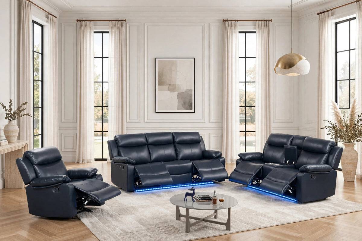 Aiden Black 3-Piece Reclining Set from Happy Homes - Luna Furniture