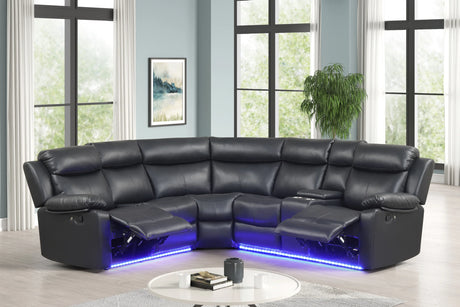 Super Black Reclining Sectional from Happy Homes - Luna Furniture