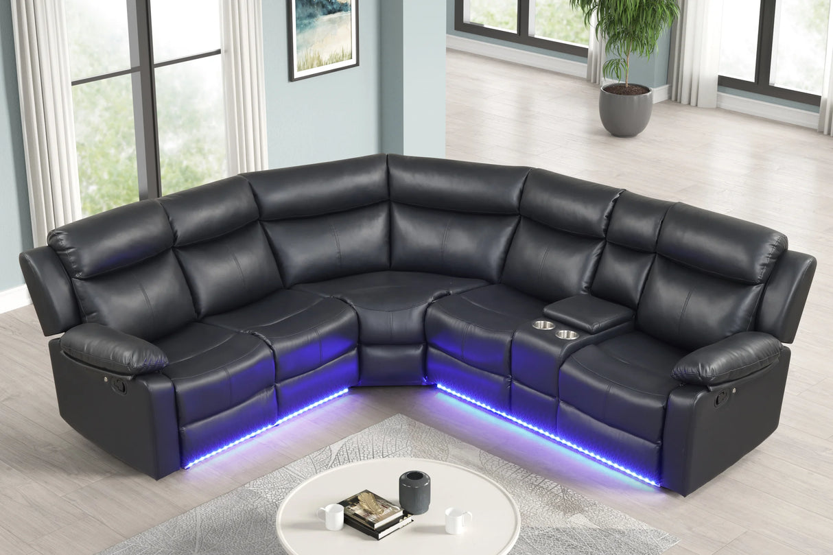 Super Black Reclining Sectional