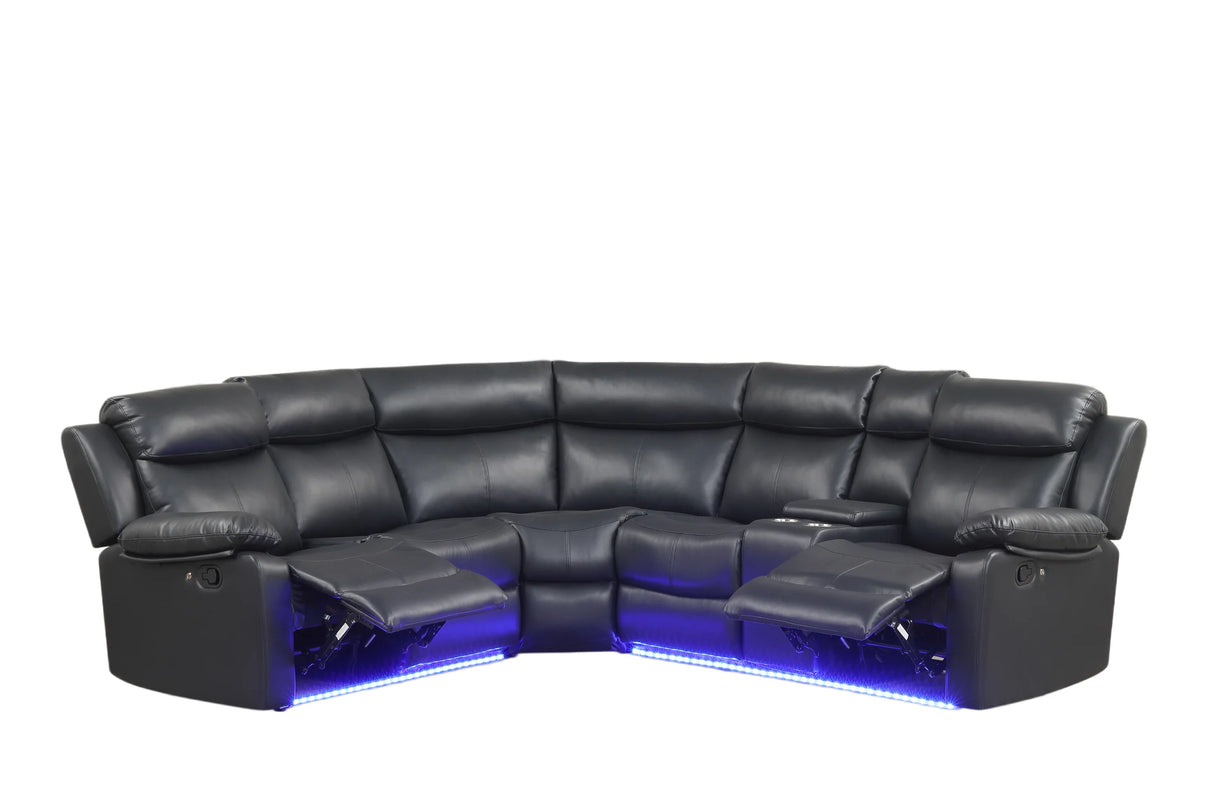 Super Black Reclining Sectional