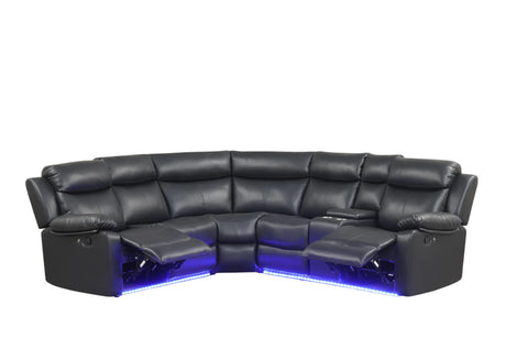 Super Black Reclining Sectional from Happy Homes - Luna Furniture