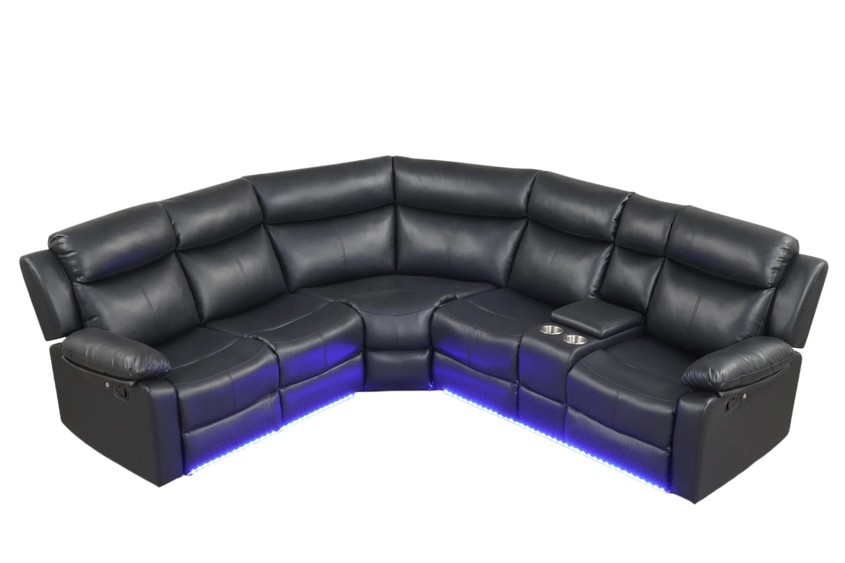 Super Black Reclining Sectional
