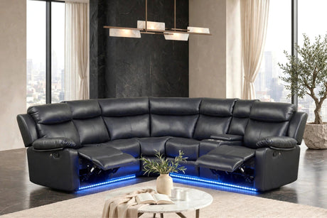 Super Black Reclining Sectional from Happy Homes - Luna Furniture