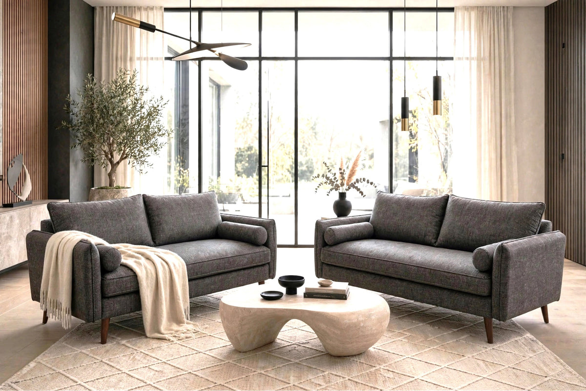 Vanti Dark Gray 2-Piece Living Room Set (Sofa & Loveseat) from Happy Homes - Luna Furniture