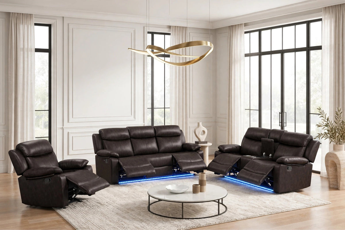 Aiden Brown 3-Piece Reclining Set from Happy Homes - Luna Furniture