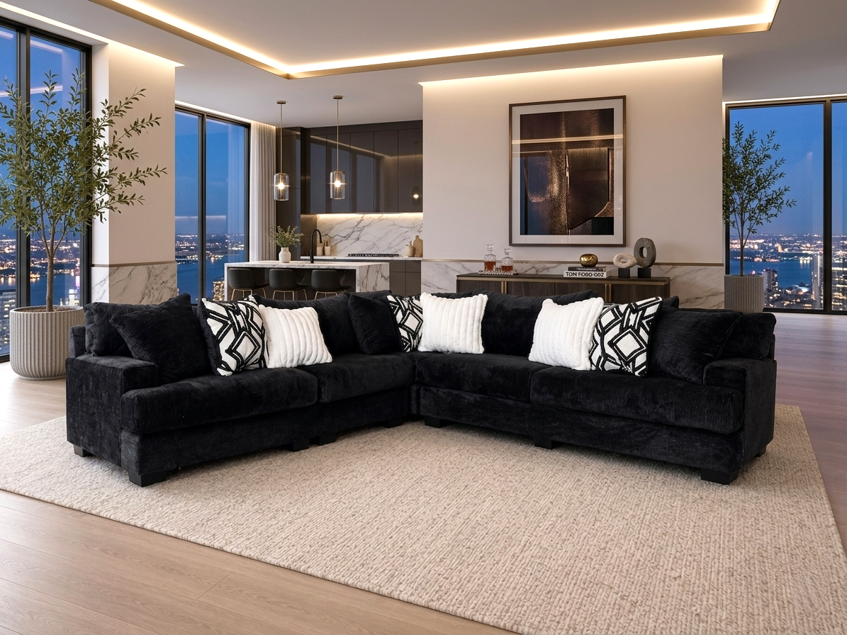 Elias Black Oversized Sectional from Happy Homes - Luna Furniture