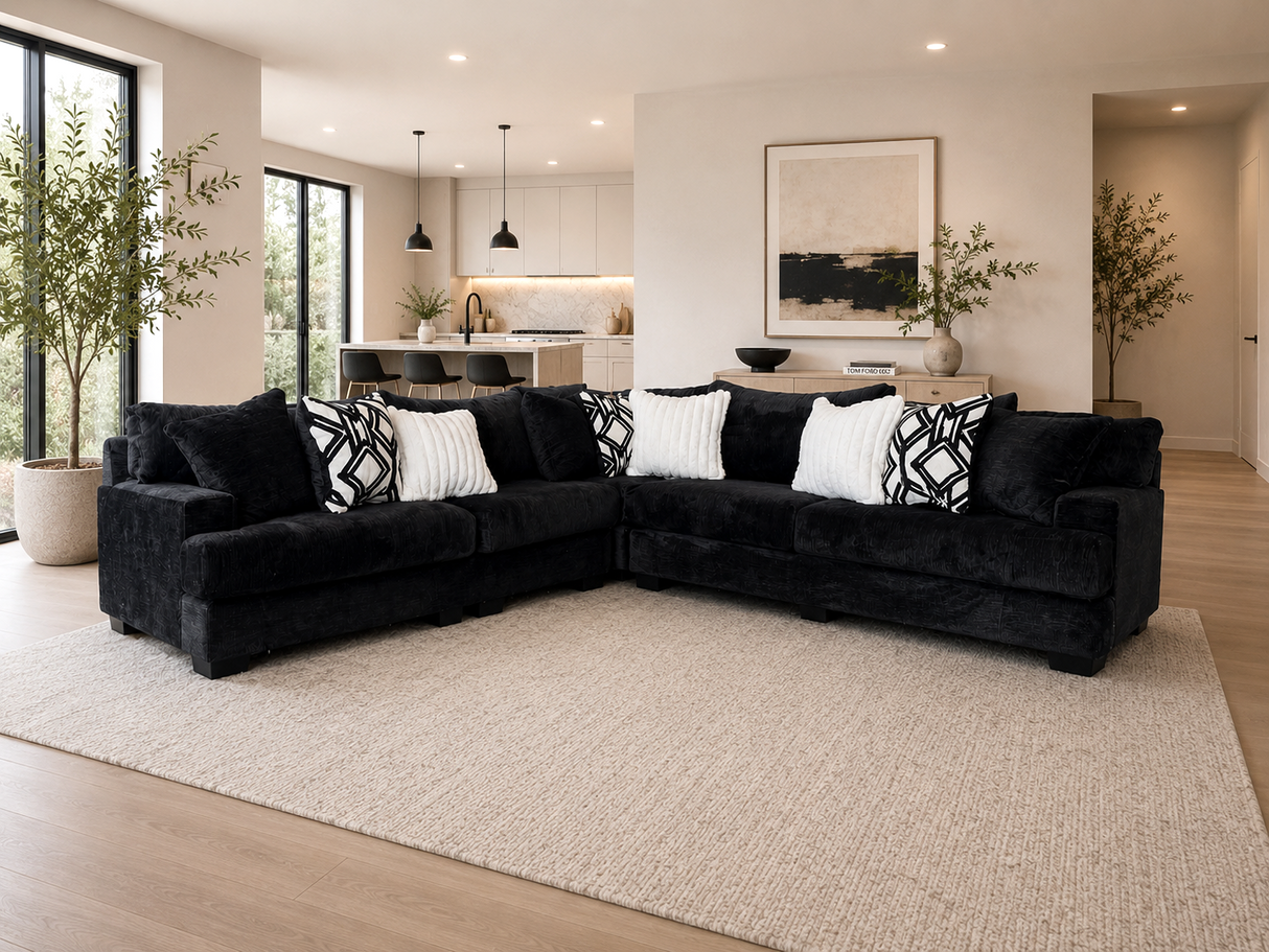Elias Black Oversized Sectional from Happy Homes - Luna Furniture
