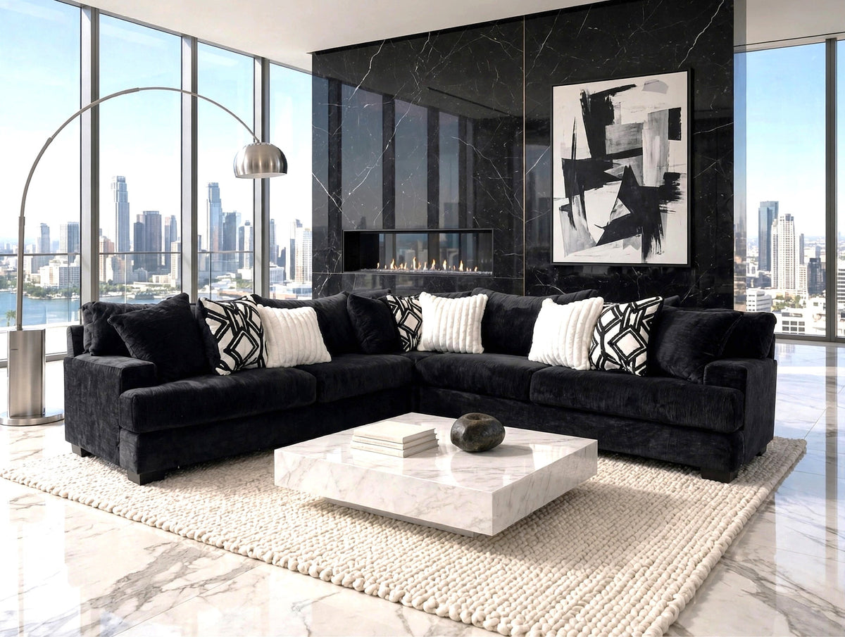 Elias Black Oversized Sectional from Happy Homes - Luna Furniture