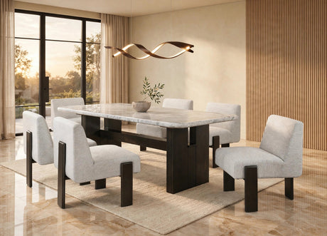 Diva Gray Genuine Marble Dining Room Set (Table & 6 Chairs) from Happy Homes - Luna Furniture