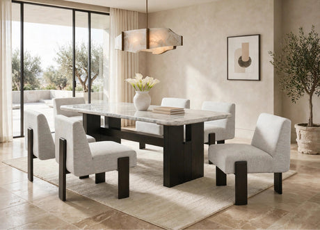 Diva Gray Genuine Marble Dining Room Set (Table & 6 Chairs) from Happy Homes - Luna Furniture