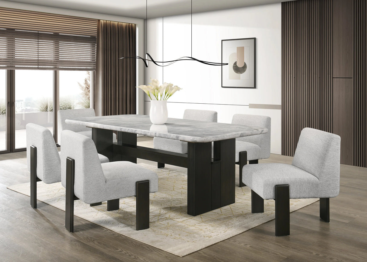 Diva Gray Genuine Marble Dining Room Set (Table & 6 Chairs) from Happy Homes - Luna Furniture