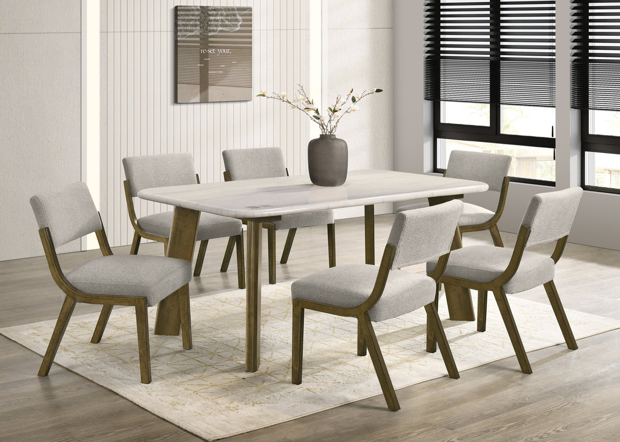 Parker Light Gray Genuine Marble Dining Room Set (Table & 6 Chairs) from Happy Homes - Luna Furniture