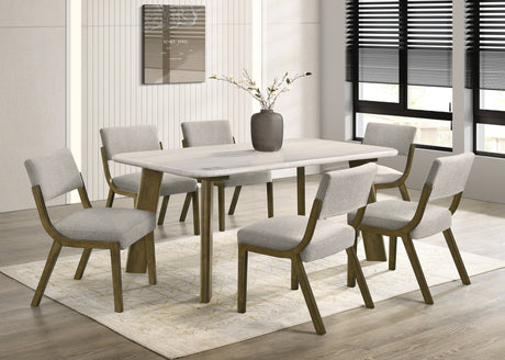 Parker Light Gray Genuine Marble Dining Room Set (Table & 6 Chairs) from Happy Homes - Luna Furniture