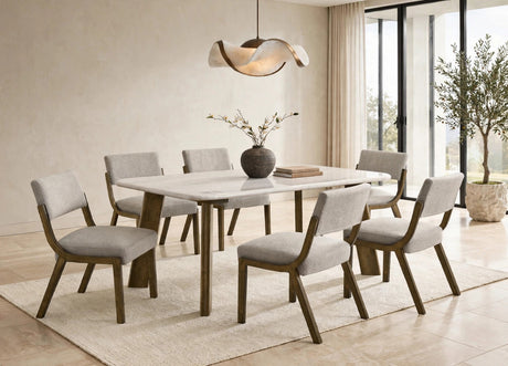 Parker Light Gray Genuine Marble Dining Room Set (Table & 6 Chairs) from Happy Homes - Luna Furniture