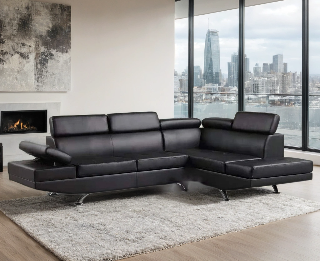 Moderno Black RAF Sectional from Happy Homes - Luna Furniture