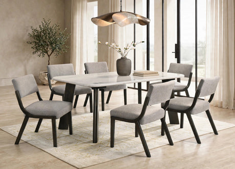 Parker Gray/Black Genuine Marble 7-Piece Dining Room Set (Table & 6 Chairs) from Happy Homes - Luna Furniture