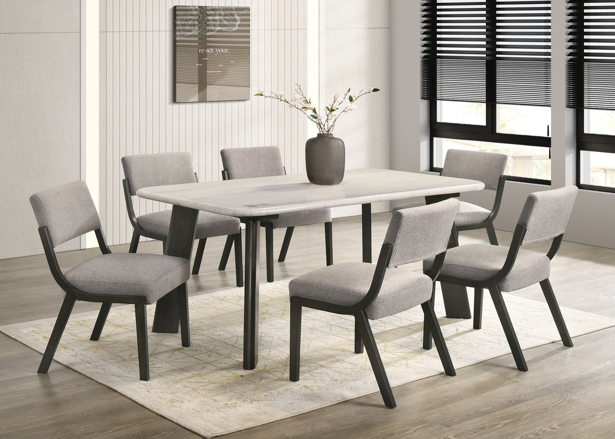 Parker Gray/Black Genuine Marble 7-Piece Dining Room Set (Table & 6 Chairs) from Happy Homes - Luna Furniture