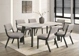 Parker Gray/Black Genuine Marble 7-Piece Dining Room Set (Table & 6 Chairs) from Happy Homes - Luna Furniture