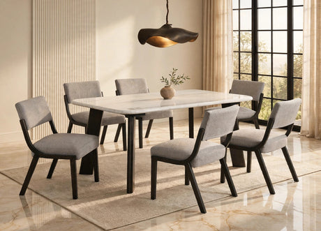Parker Gray/Black Genuine Marble 7-Piece Dining Room Set (Table & 6 Chairs) from Happy Homes - Luna Furniture