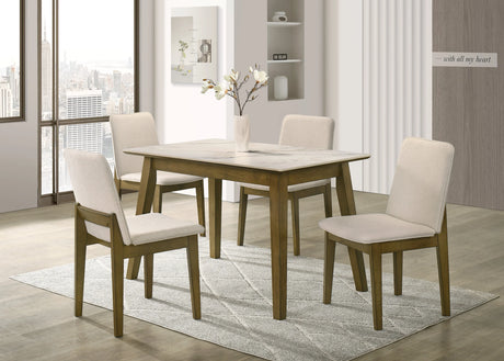 Alan Cream/Brown Porcelain Top 5-Piece Dining Room Set (Table & 4 Chairs) from Happy Homes - Luna Furniture