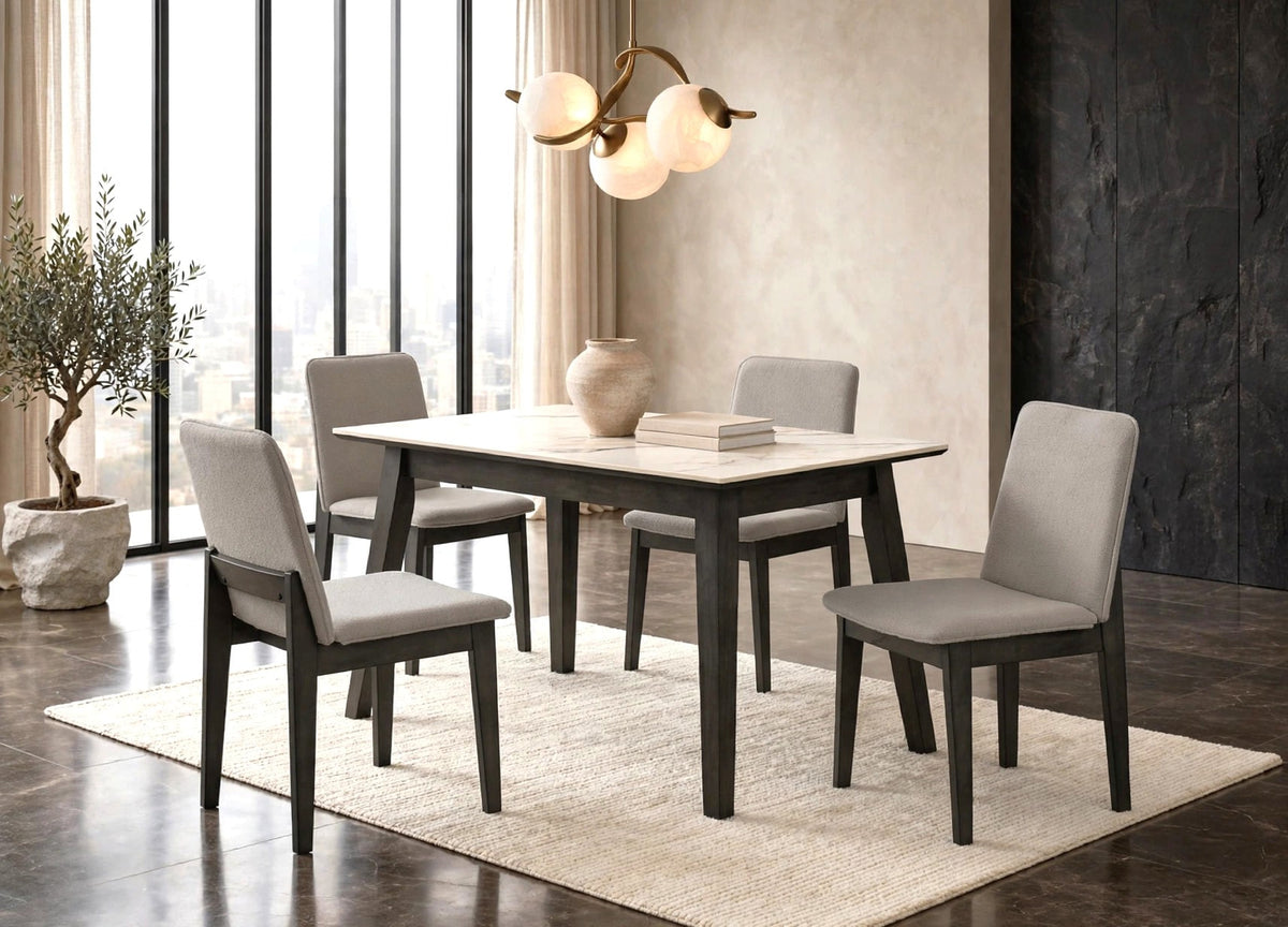Alan Gray/Black Porcelain Top 5-Piece Dining Room Set (Table & 4 Chairs) from Happy Homes - Luna Furniture