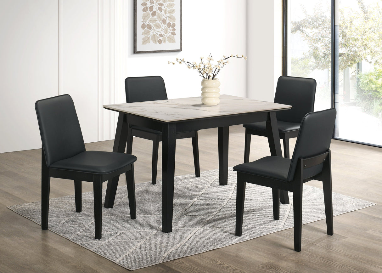 Alan Black Porcelain Top 5-Piece Dining Room Set (Table & 4 Chairs) from Happy Homes - Luna Furniture
