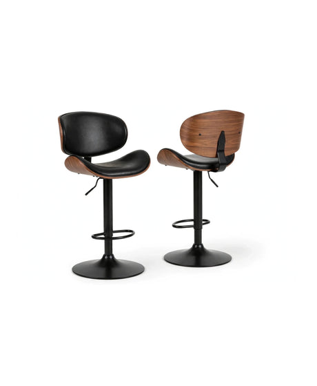 Costway Black/Brown 33" Barstool, Set of 2 from Happy Homes - Luna Furniture