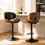Costway Black/Brown 33" Barstool, Set of 2 from Happy Homes - Luna Furniture
