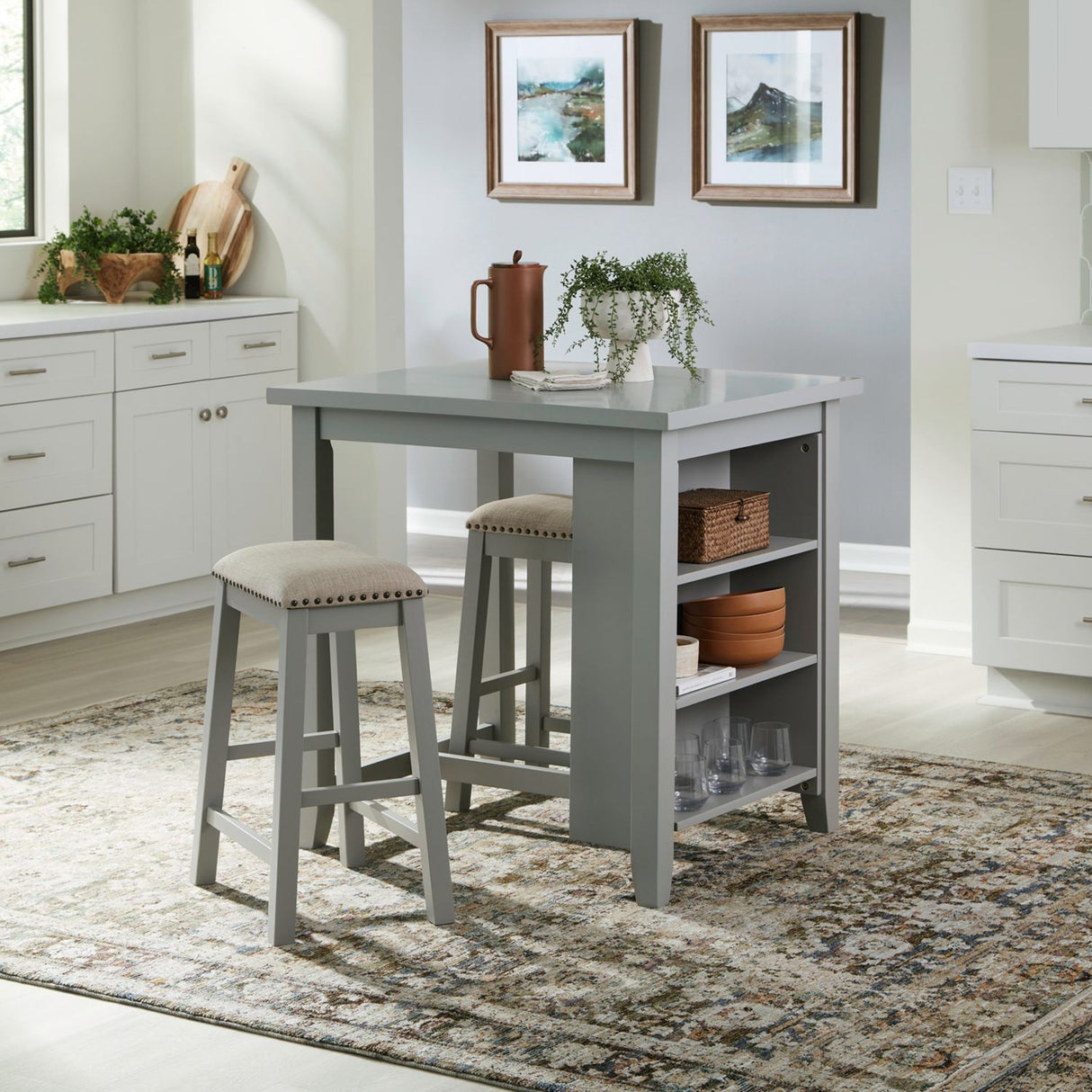 Liberty Gray 3-Piece Dining Room Set (Table & 2 Chairs) from Happy Homes - Luna Furniture