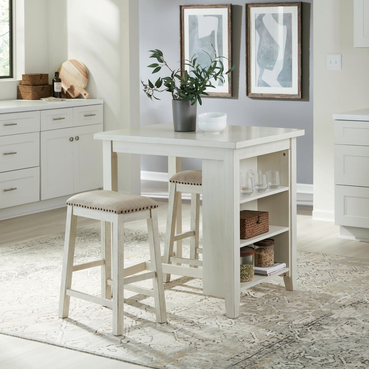 Liberty White 3-Piece Dining Room Set (Table & 2 Chairs) from Happy Homes - Luna Furniture
