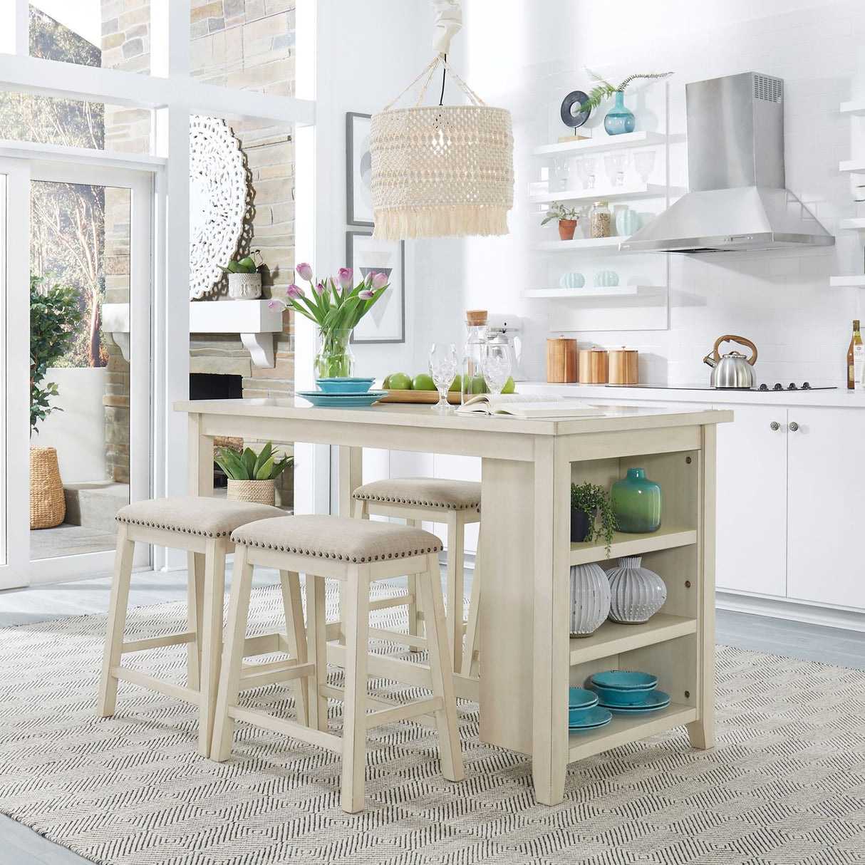 Liberty White 5-Piece Dining Room Set (Table & 4 Chairs) from Happy Homes - Luna Furniture