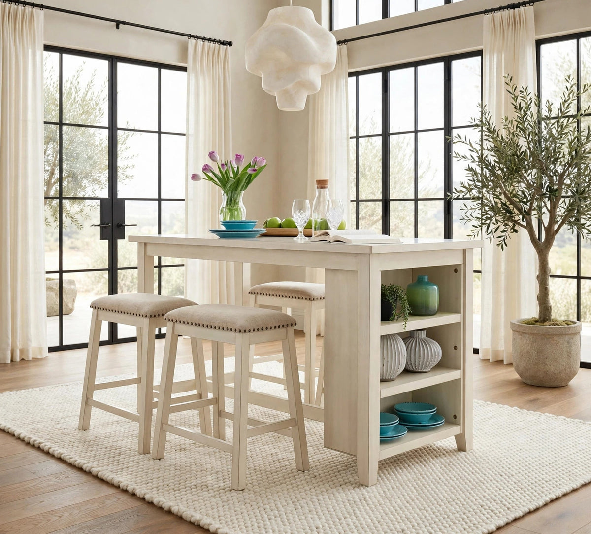 Liberty White 5-Piece Dining Room Set (Table & 4 Chairs) from Happy Homes - Luna Furniture