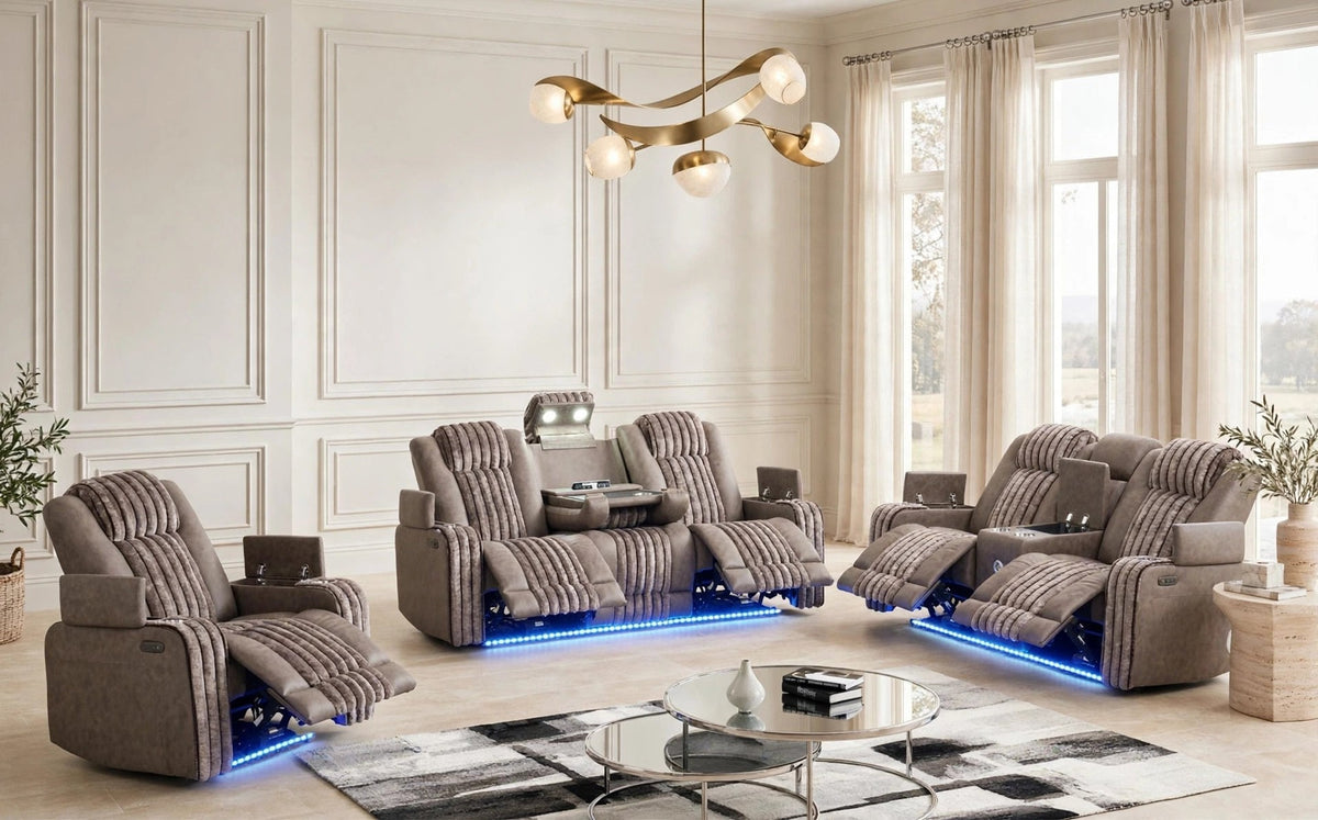 Classic Taupe 3-Piece Power Reclining Set from Happy Homes - Luna Furniture