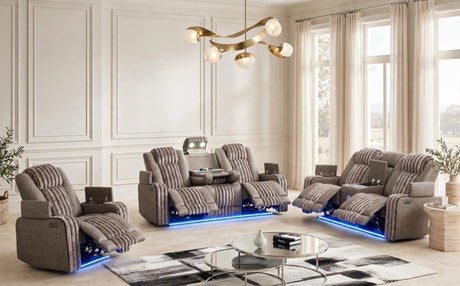 Classic Taupe 3-Piece Power Reclining Set from Happy Homes - Luna Furniture